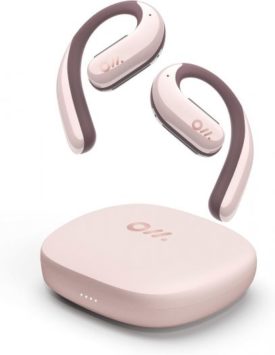 Oladance OWS Pro Open Ear Bluetooth Headphones with Multipoint Connection, Up to 58 Hours Playtime Air Conduction Headphones with Charging Case, Android&iPhone Compatible, Sound (Pink)