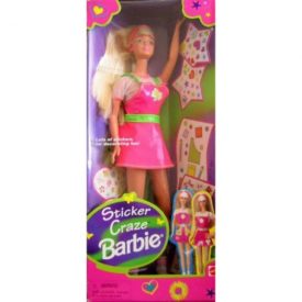 Sticker Craze Barbie Doll w Stickers (1997) Neon Pink/Green Dress