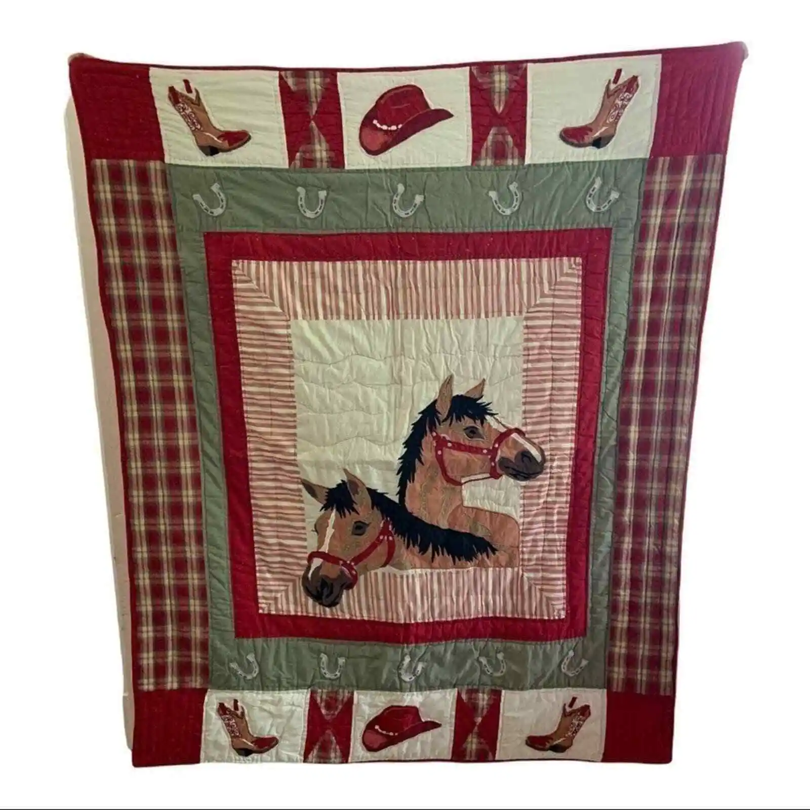 Vintage Longaberger Homestead Quilted Horse Throw (47 x 58)