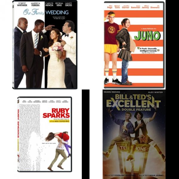 DVD Comedy Movies 4 Pack Fun Gift Bundle: Our Family Wedding, Juno, Ruby Sparks, Bill & Teds Excellent Double Feature