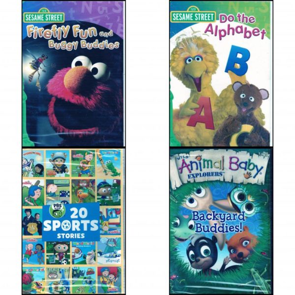 DVD Children's Movies 4 Pack Fun Gift Bundle: Sesame Street: Firefly Fun and Buggy Buddies  Sesame Street: Do the Alphabet  20 Sports Stories  Wild Animal Baby Explorers Backyard Buddies