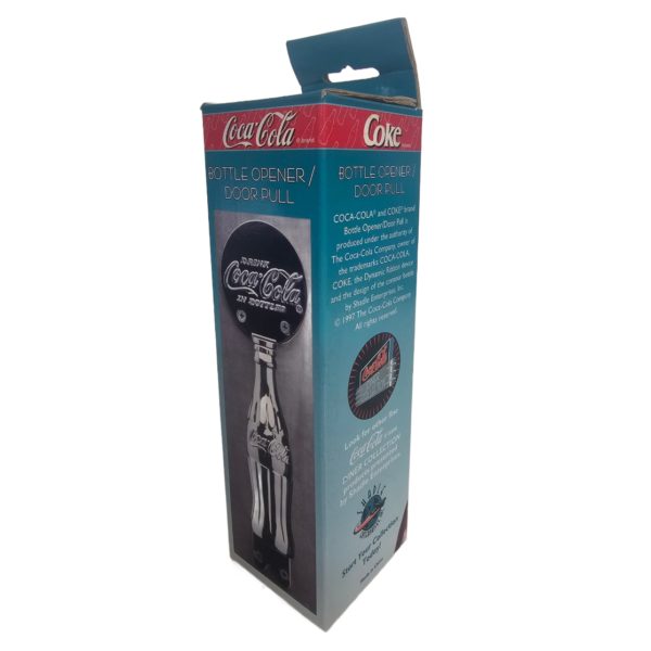 Vintage 1997 Coca Cola Bottle Opener Door Pull Chrome Plated Metal Heavy
