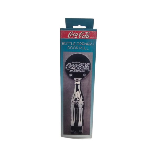Vintage 1997 Coca Cola Bottle Opener Door Pull Chrome Plated Metal Heavy