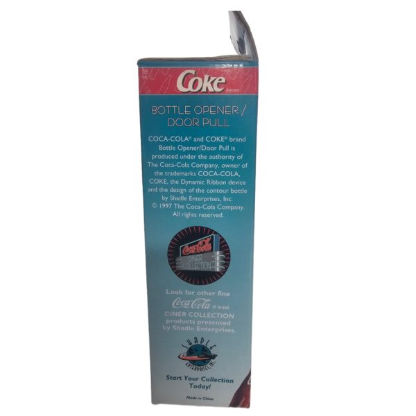 Vintage 1997 Coca Cola Bottle Opener Door Pull Chrome Plated Metal Heavy