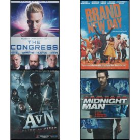 DVD Assorted Movies 4 Pack Fun Gift Bundle: The Congress  Brand New Day  Alien Vs Ninja  The Midnight Man