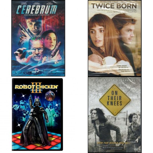 DVD Assorted Movies 4 Pack Fun Gift Bundle: Cerebrum  Twice Born  Robot Chicken Star Wars 3  On Their Knees