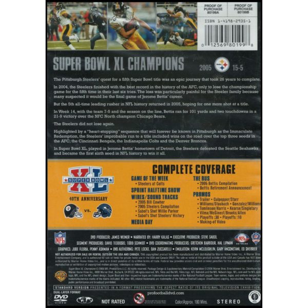 NFL Super Bowl XL Champions - Pittsburgh Steelers: special Edition (DVD)