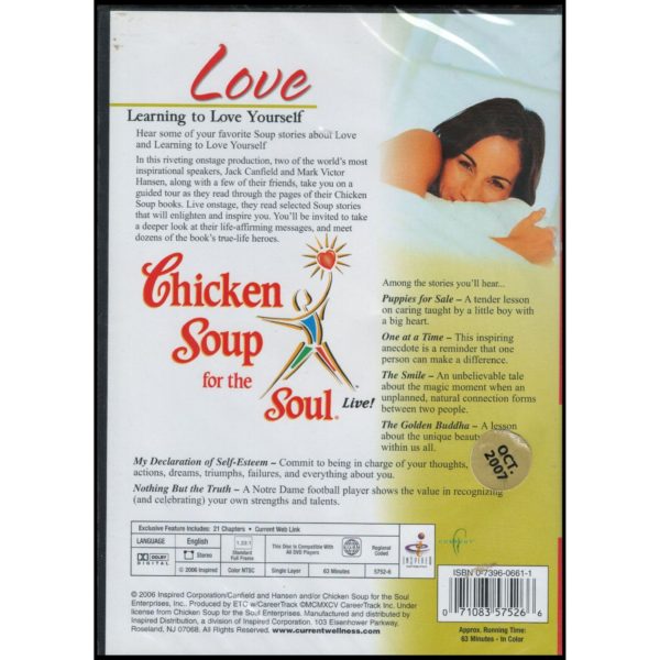 Chicken Soup for the Soul Live! Vol. 1 Love: Learning to Love Yourself. (DVD)