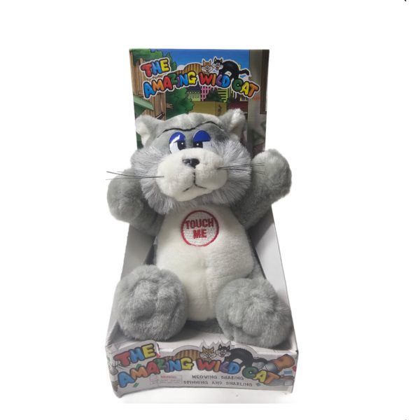 The Amazing Wild Cat Animated Sound Motion - Meows, Shakes, and Snarls (Grey/White)