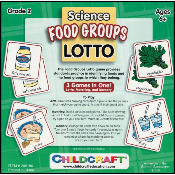 Grade 2 Science Lotto - Food Groups  - 3 Games In One - 3 Games In One: Lotto, Matching, and Memory