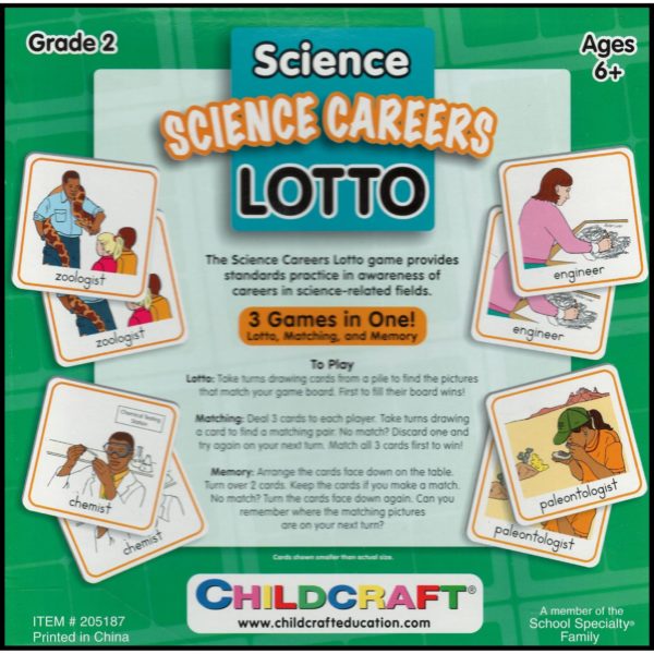 Grade 2 Science Lotto - Science Careers  - 3 Games In One - 3 Games In One: Lotto, Matching, and Memory
