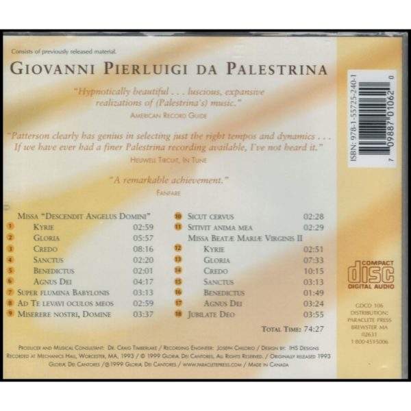 Giovanni Pierluigi Da Palestrina (Music CD)