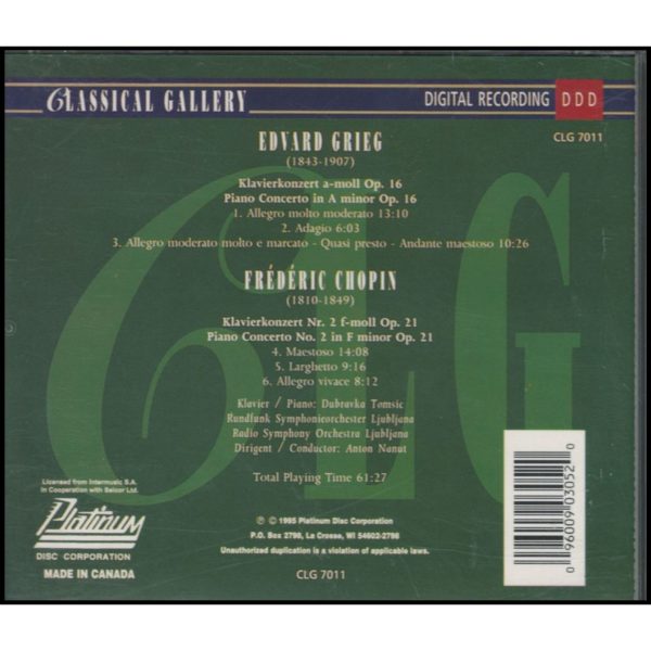 Edvard Grieg / Frederic Chopin - Piano Concertos (Music CD)