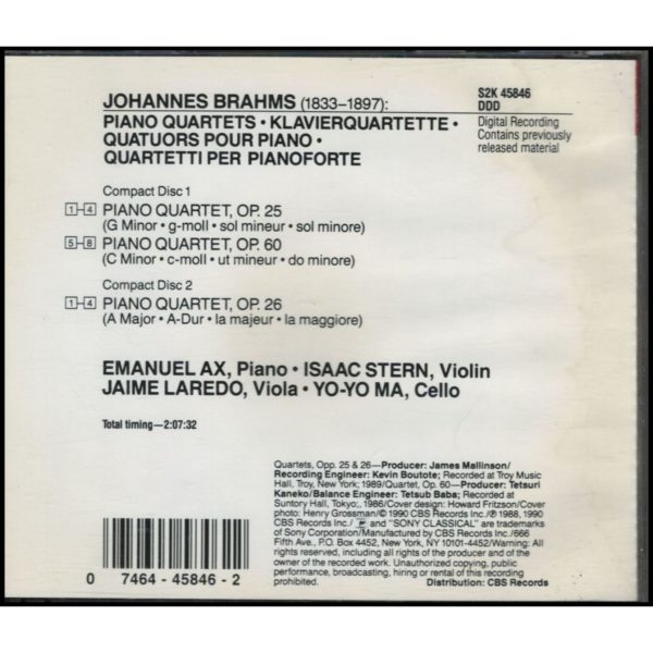 Brahms: The Piano Quartets (Music CD)