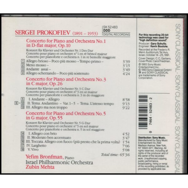 Piano Concertos Nos. 1, 3 & 5 (Music CD)