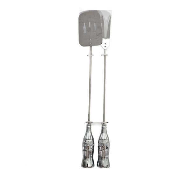1997 Coca Cola Silver Bottle Handle BBQ Grill Utensil Set