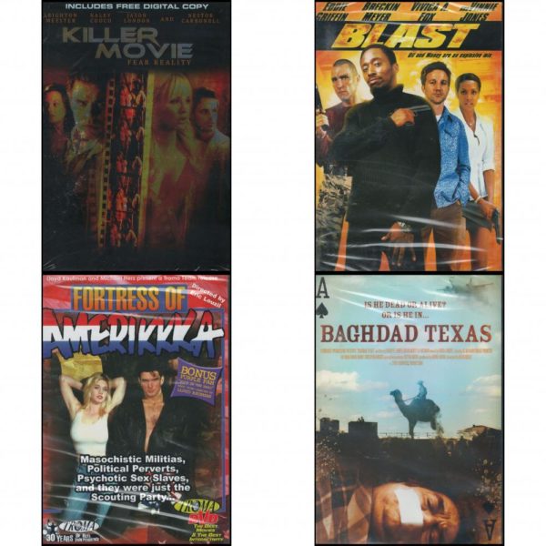 DVD Assorted Movies 4 Pack Fun Gift Bundle: Killer Movie  Blast 2004  Eddie Griffin - Anthony Hickox  Fortress of Amerikkka  Baghdad Texas