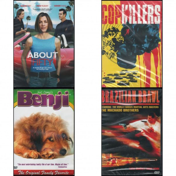 DVD Assorted Movies 4 Pack Fun Gift Bundle: About Fifty  Cop Killers  Benji  Brazilian Brawl
