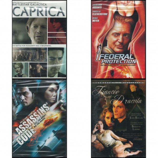 DVD Assorted Movies 4 Pack Fun Gift Bundle: Caprica  Federal Protection  Assassins' Code  Fiancee of Dracula