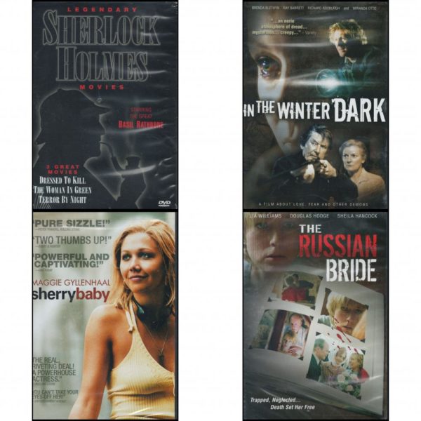 DVD Assorted Movies 4 Pack Fun Gift Bundle: Legendary Sherlock Holmes Dressed To Kill / The Woman In Green / Terror By Night   In the Winter Dark  Sherrybaby  The Russian Bride