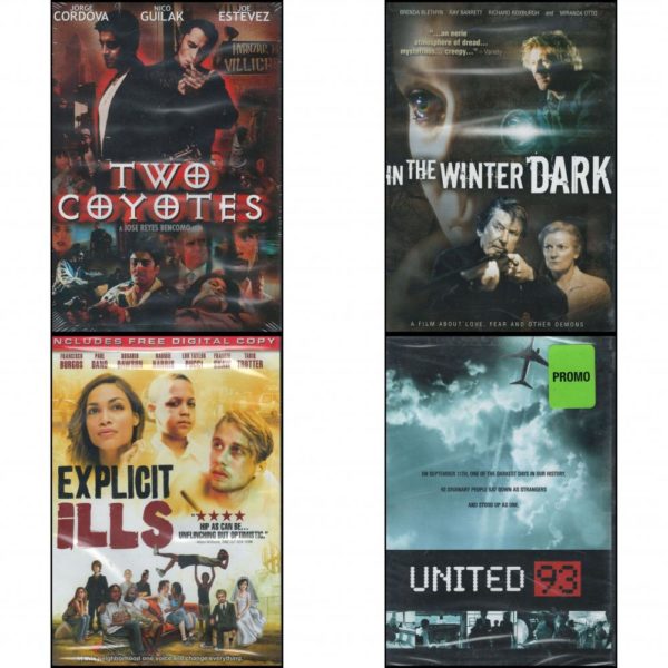 DVD Assorted Movies 4 Pack Fun Gift Bundle: Two Coyotes  In the Winter Dark  Explicit Ills  United 93 Widescreen Edition