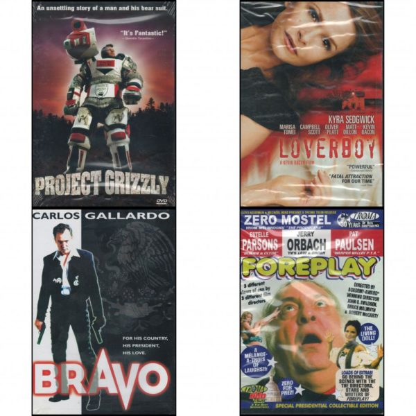 DVD Assorted Movies 4 Pack Fun Gift Bundle: Project Grizzly   Gaiam Loverboy  Bravo  Foreplay