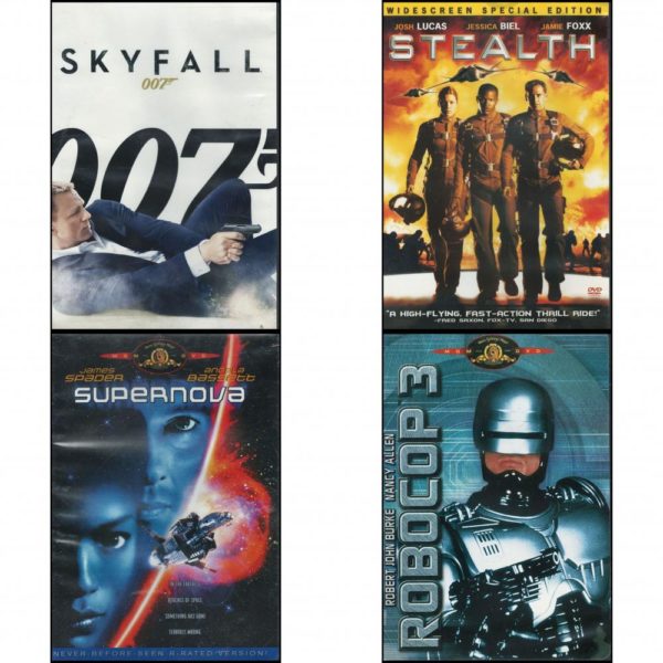 DVD Assorted Movies 4 Pack Fun Gift Bundle: Skyfall  Stealth Widescreen Two-Disc Special Edition  Supernova  Robocop 3