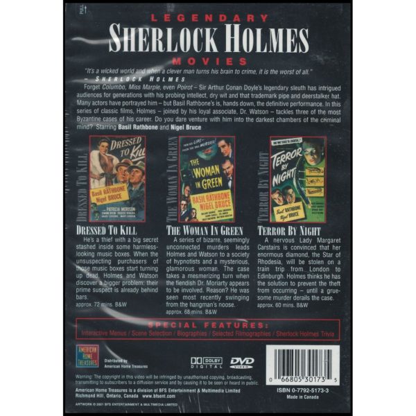 Legendary Sherlock Holmes (Dressed To Kill / The Woman In Green / Terror By Night)  (DVD)