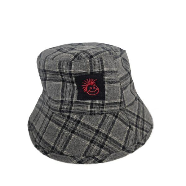 Knuckleheads Little Threads Gray Plaid Bucket Hat Child Size M