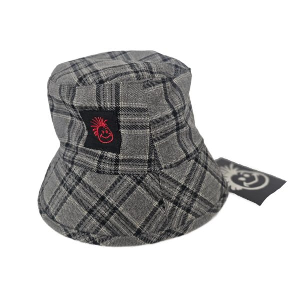 Knuckleheads Little Threads Gray Plaid Bucket Hat Child Size M