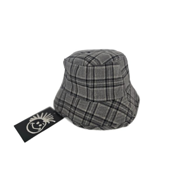 Knuckleheads Little Threads Gray Plaid Bucket Hat Child Size M