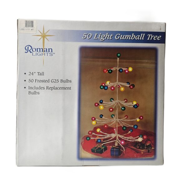 2003 Roman Lights 50 Light Gumball Tree White Metal 2 Foot