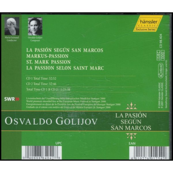 La Pasion segun San Marcos (Music CD)
