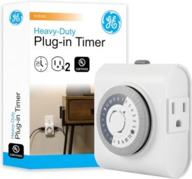 GE 15075 24 Hour 2 Outlet Indoor Heavy Duty On/Off Timer, White