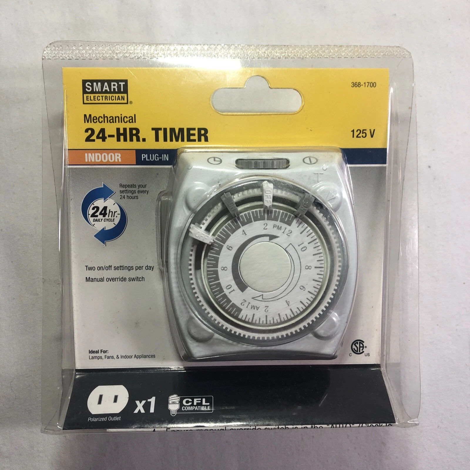24 Hr Mechanical Timer Plug In Smart Electrician Indoor 1 Plug (2 Prong)