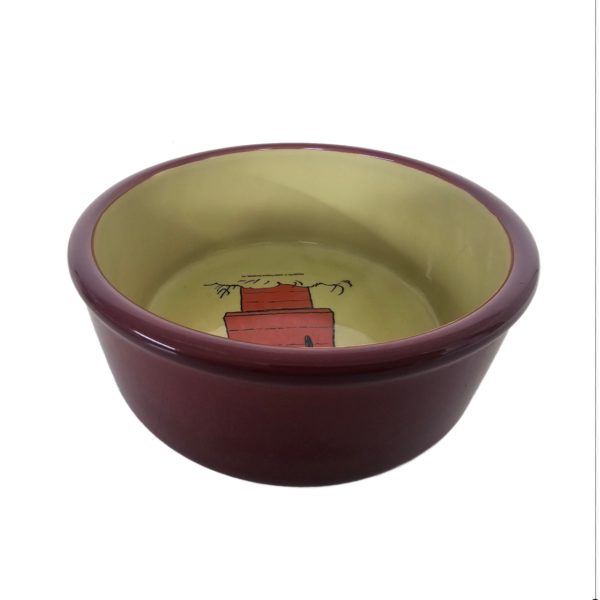 Kcare Snoopy & Woodstock on Doghouse Ceramic Pet Bowl 6"