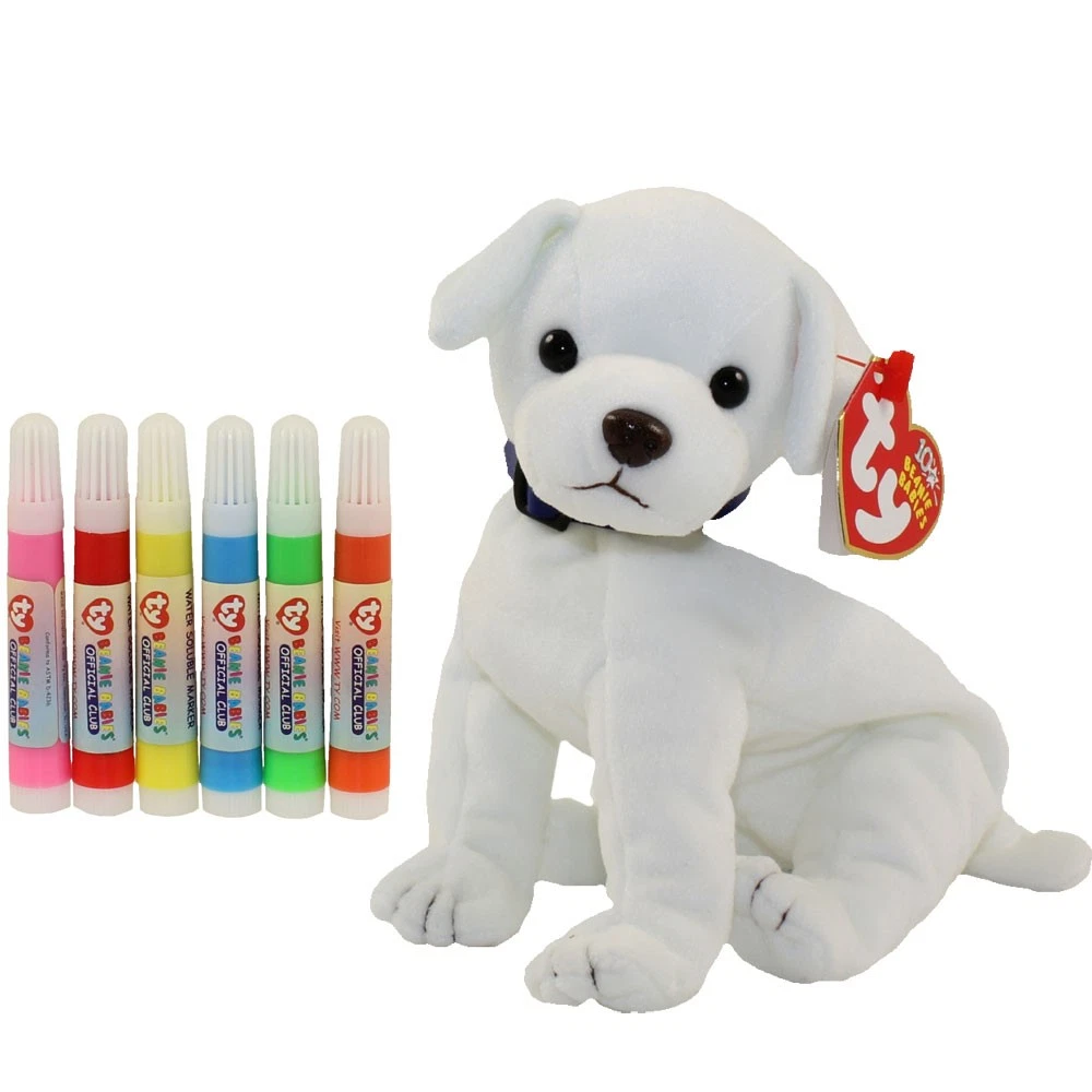 TY Color Me Beanie Birthday Kit Dog w/ Markers (7.5 inch)