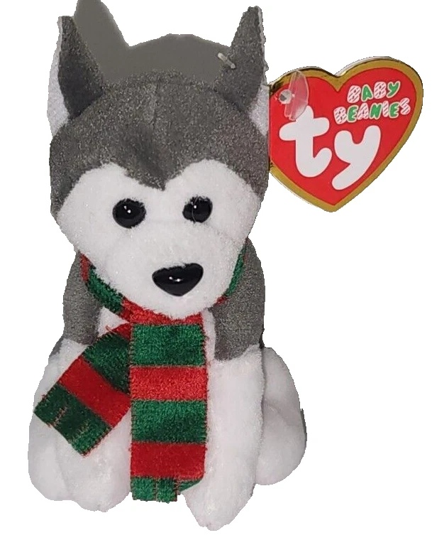 Ty Baby Beanie: SLEDS the Huskey Dog Plush Ornament (4 inch)