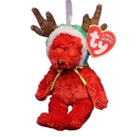 Ty Jingle Beanie Baby: 2002 Holiday Teddy the Red Bear Plush Ornament (4 inch)