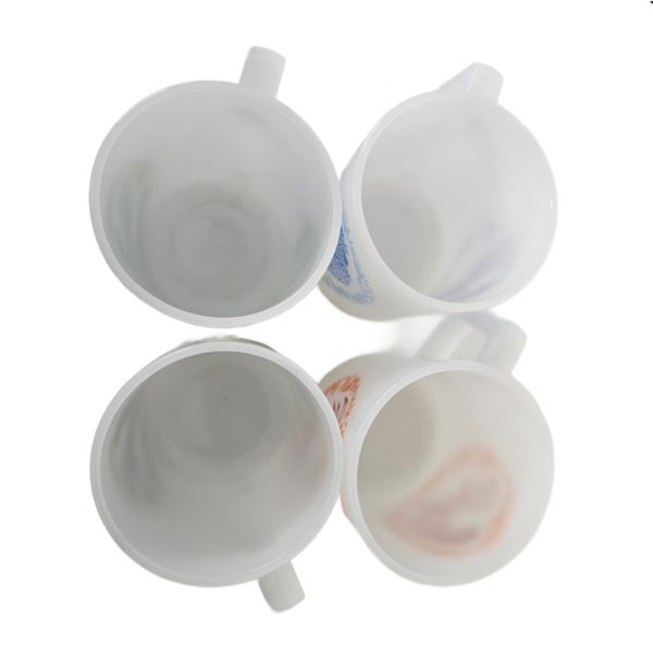 Vintage 1940's Federal Milk Glass Rooster Coffee Mug Set of 4 11 oz. Rare