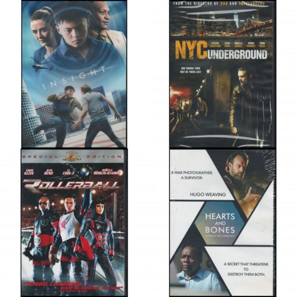 DVD Assorted Movies 4 Pack Fun Gift Bundle: Insight  NYC Underground  Rollerball Special Edition  Hearts and Bones