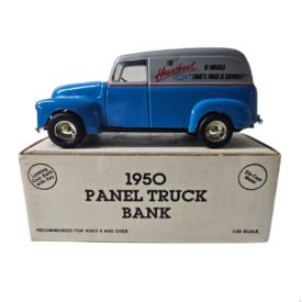 ERTL Vintage 1950's Baby Blue Panel Truck Chevy The Heartbeat of America Die-cast Bank 1:24 Scale