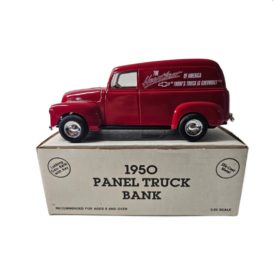 ERTL Vintage 1950's Red Panel Truck Chevy The Heartbeat of America Die-cast Bank 1:24 Scale