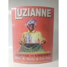 Vintage Luzianne Coffee & Chicory Porcelain Metal Advertising Sign 18 x 24 Inches