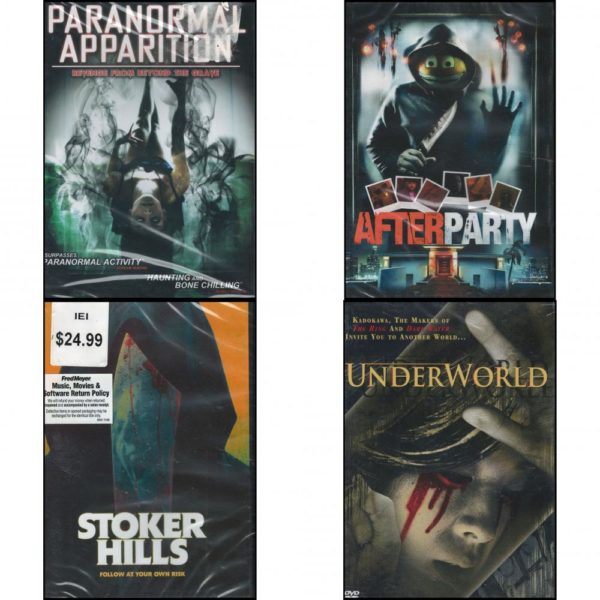 DVD Horror Movies 4 Pack Fun Gift Bundle: Paranormal Apparition: Revenge From Beyond The Grave  After Party  Stoker Hills  Under World