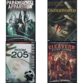 DVD Horror Movies 4 Pack Fun Gift Bundle: Paranormal Apparition: Revenge From Beyond The Grave  Under World  Room 205  Cleavers: Killer Clowns
