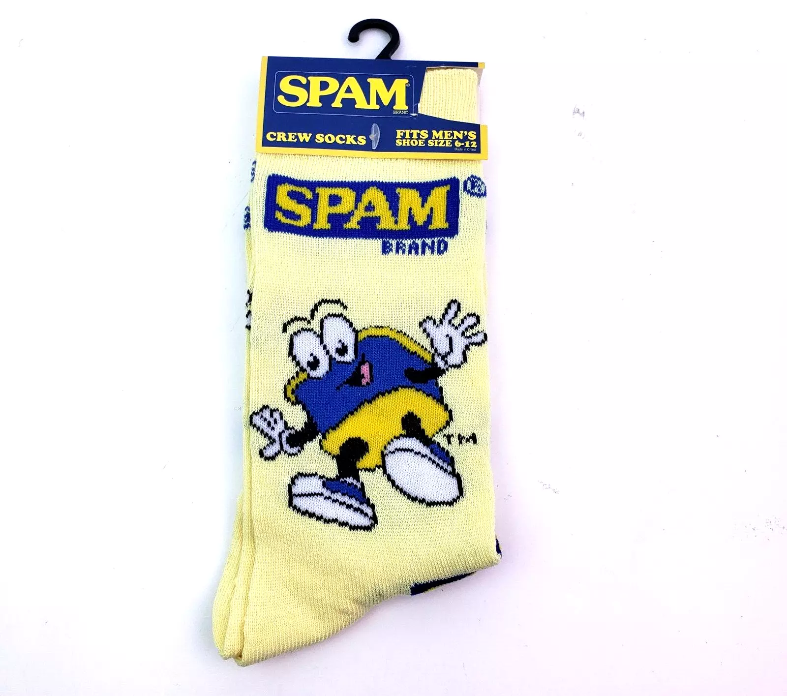 SPAM Brand Canned Meat Adult Men's Novelty Crew Socks Yellow Size 6-12