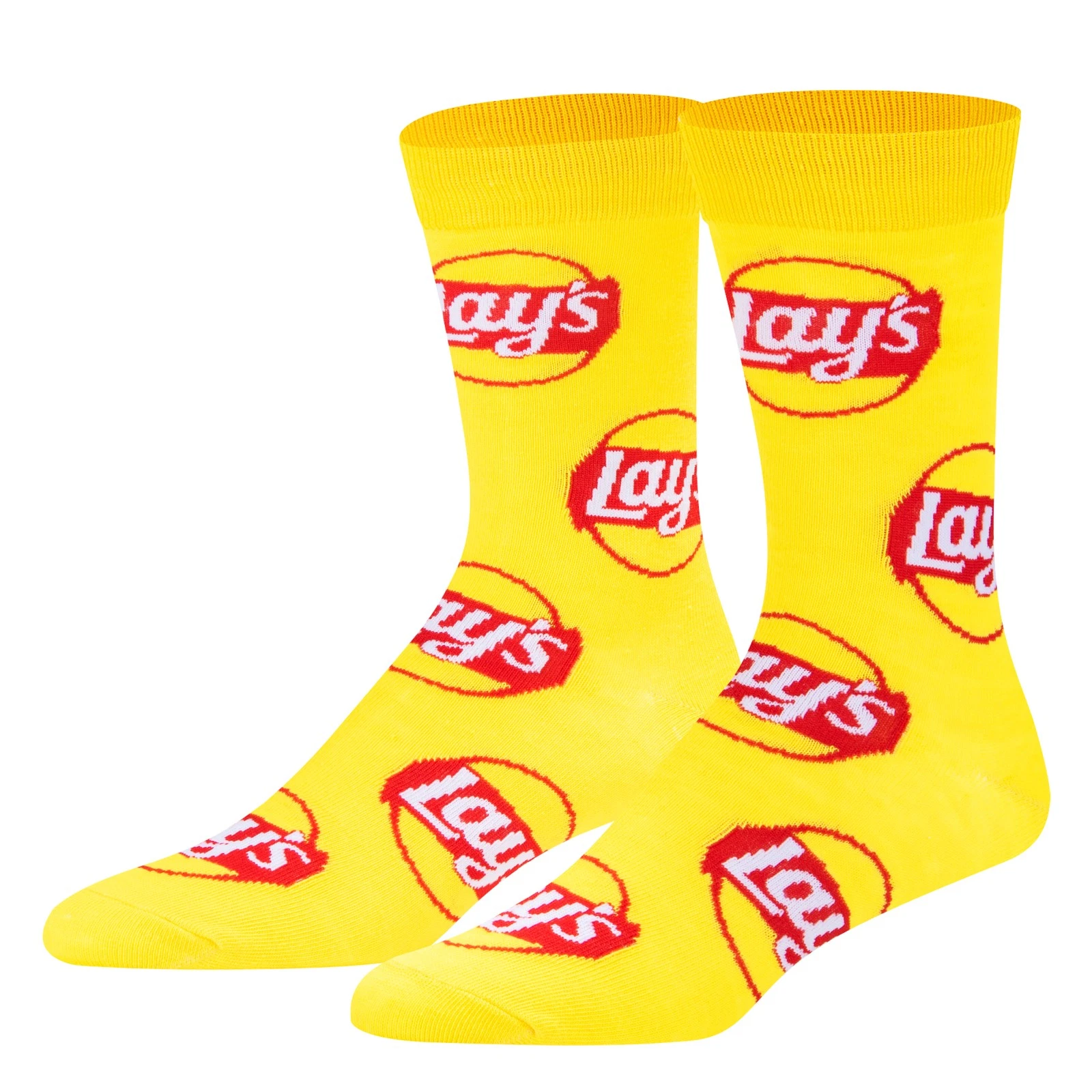 Lay's Potato Chips Adult Men's Novelty Crew Socks Yellow Size 6-12