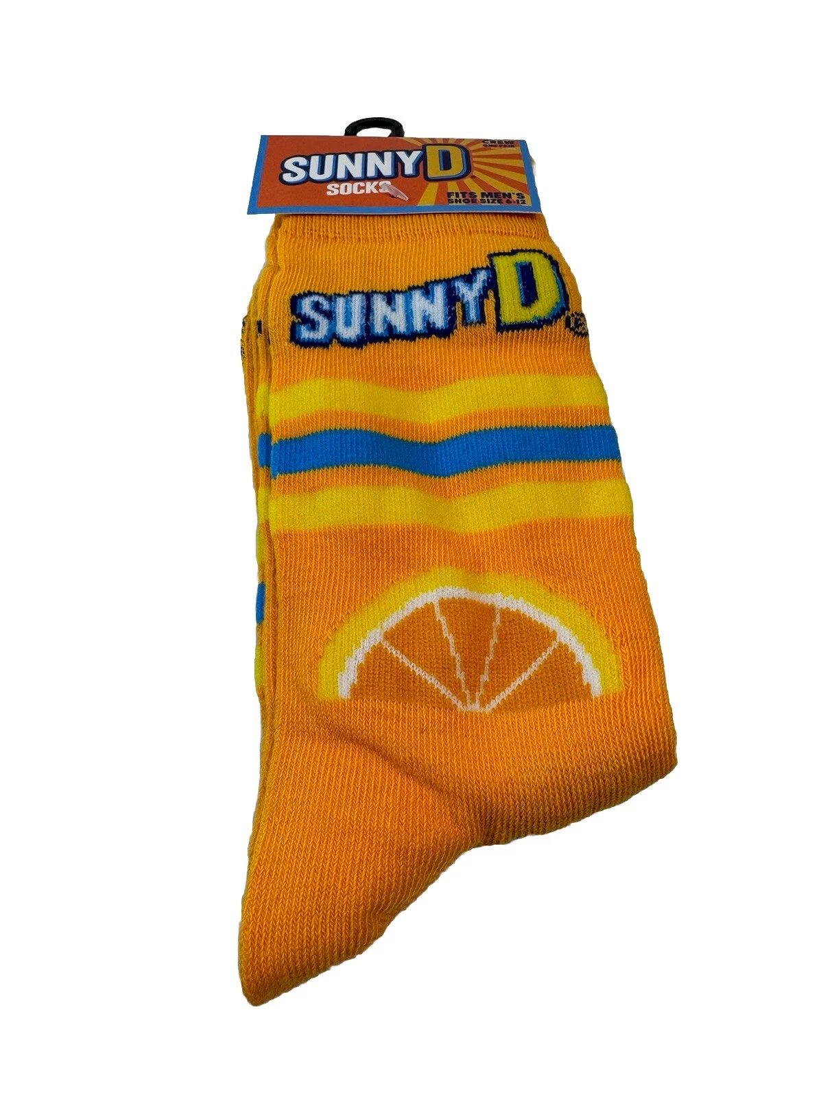 Sunny D Orange Adult Men's Novelty Crew Socks Size 6-12