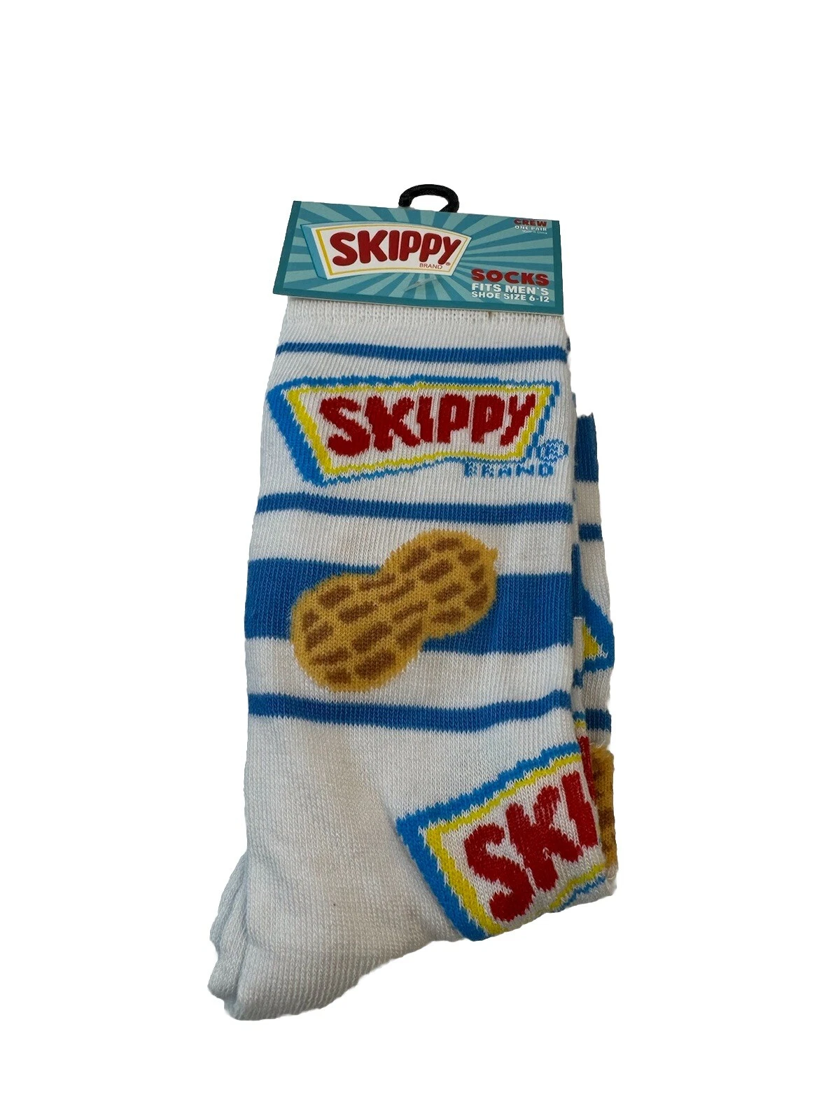 Skippy Peanut Butter Adult Men's Novelty Crew Socks Size 6-12